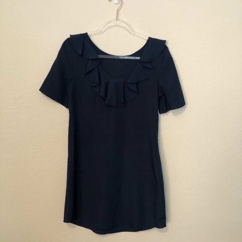 Tucker for Target Shift Dress Navy Blue Ruffle Back Small - Picture 2 of 5